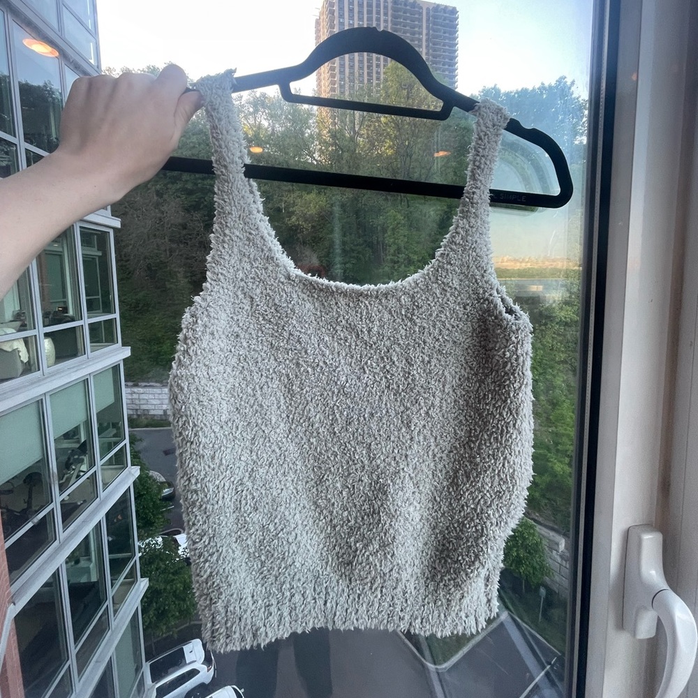 Skims teal fuzzy tank top! Cozy SKIMS loungewear or causal top for summer!